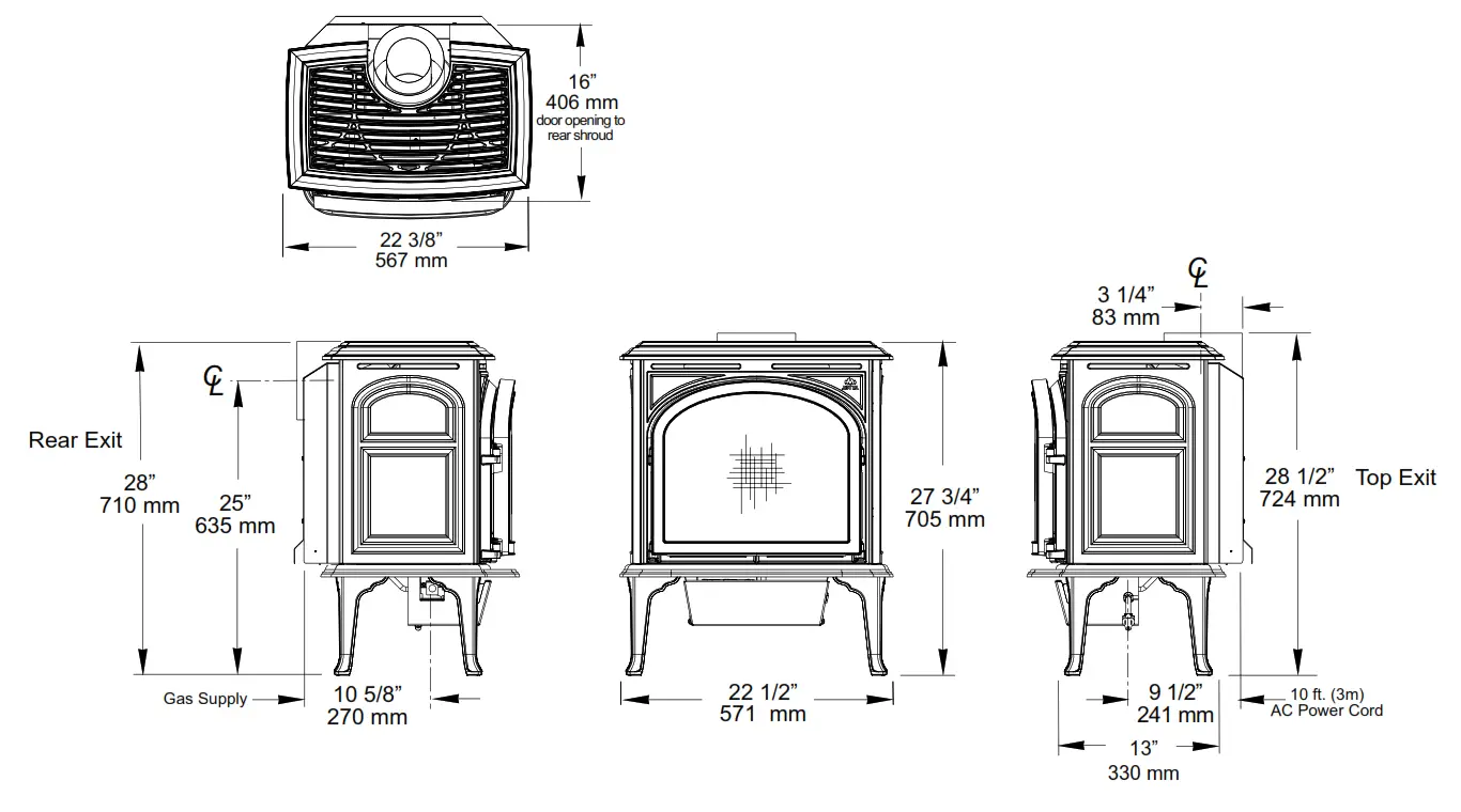 JOTUL GF 300 DV Direct Vent Gas Stove Steel Burner - fig 2