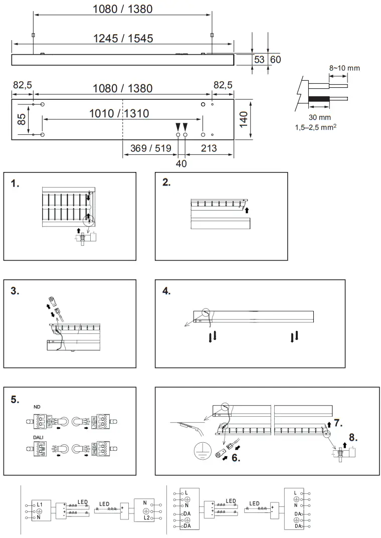 AIRAM 1245 46W 840 DA2 AL MA WH Suspension Luminaire - Surface Munting