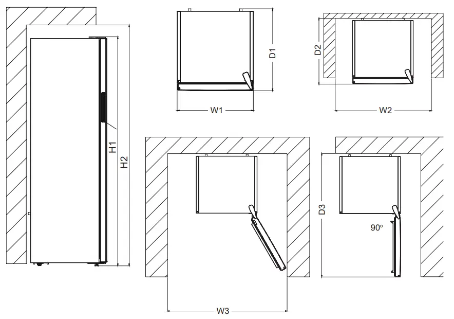 MORRIS R71355NFF Upright Freezer - Dimensions