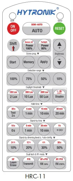HYTRONIK HMW24 Stand Alone HF Motion Sensor - Settings Remote Control HRC