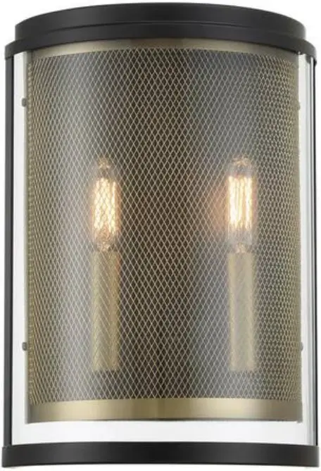 METROPOLITAN N7812-726 Soho 2-Light Coal and Soft Brass Wall Sconce