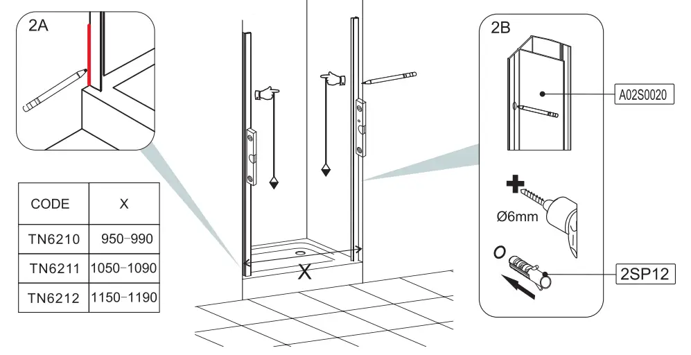 TRITON TN6210 Series Framed Rectangular Sliding Door - Kit3