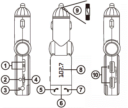 KunHong-PWFM5001-Car-Charger-with-Bluetooth-and-FM-Transmitter-fig-1