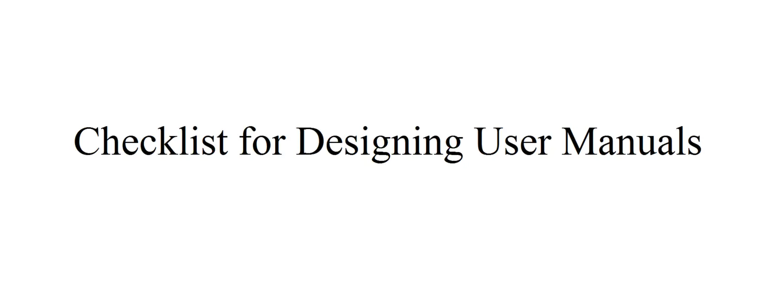 Checklist For Designing User Manuals