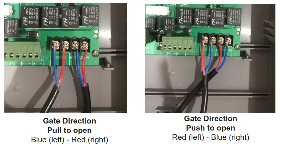 Electric Gates E8 500 Swing Gate Opener Wiring Guide - Gate Direction