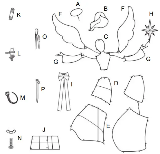 HOME ACCENTS 22RT1222211 Polar Wishes LED Angel with Star - Diagram of Parts