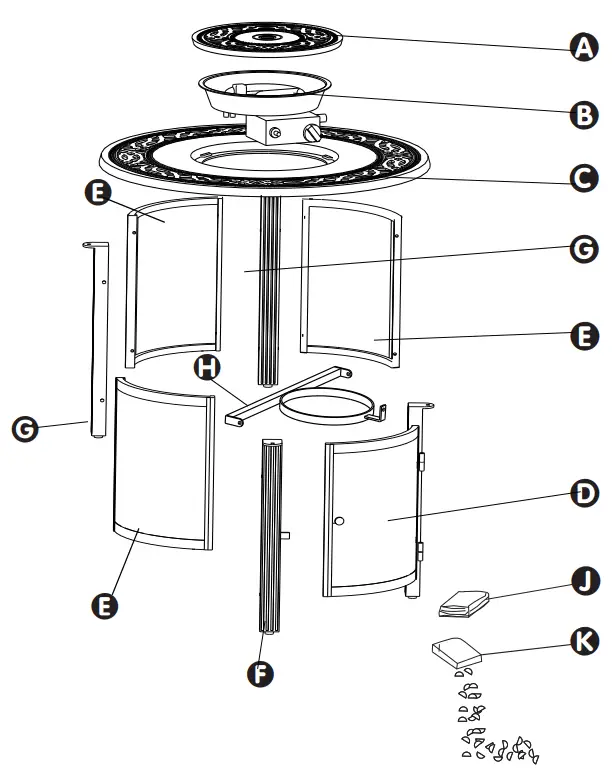 Fire Sense 63692-NG Hedges Round Aluminum Fire Pit - Fig 1