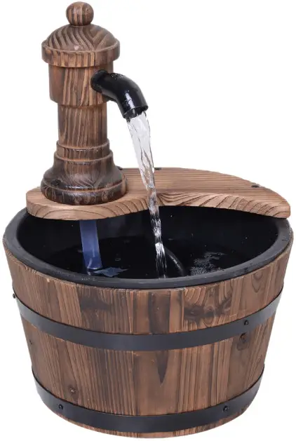 Outsunny 844 216V01 Wooden Barrel Eectric Pump Fountain