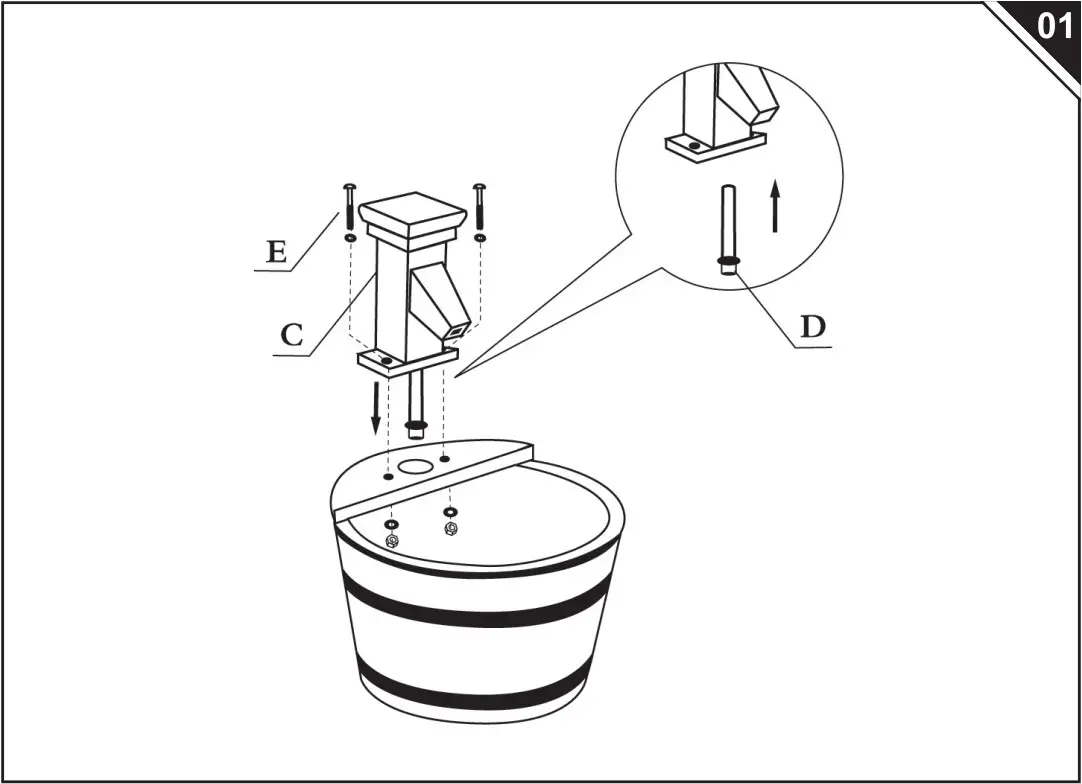 Outsunny 844 216V01 Wooden Barrel Electric Pump Fountain - HARDWARE 2