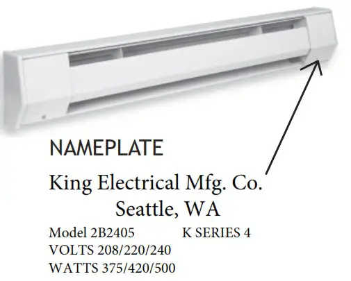 king CB Series Electric Baseboard Heaters - GENERAL