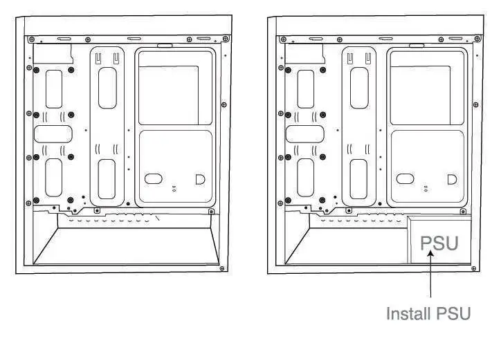 fingers GK47 Gaming PC Case - PSU location