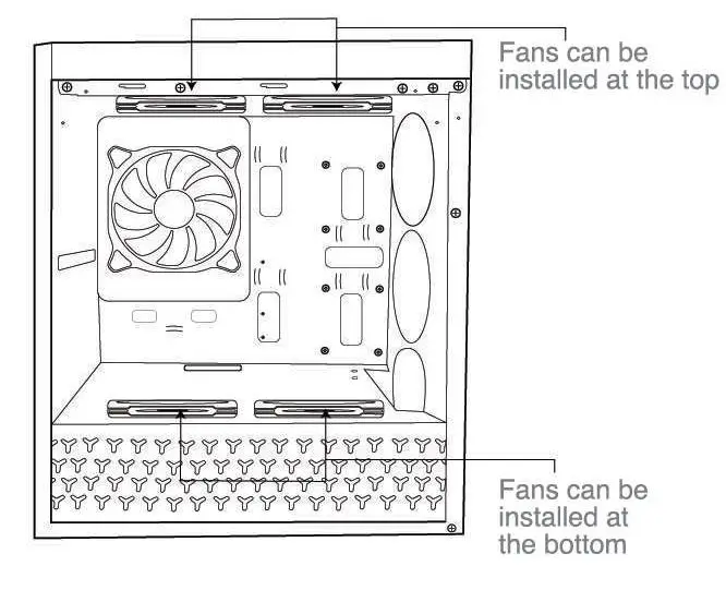 fingers GK47 Gaming PC Case - Top and Bottom Case Fans