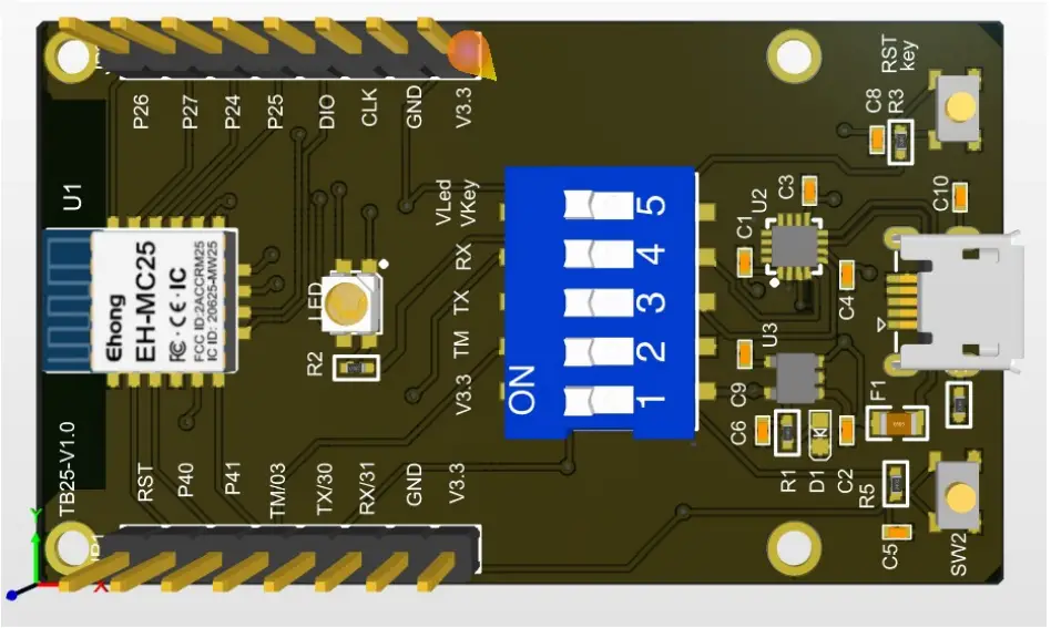 Ehong EH-MC25 Bluetooth Low Energy 5.2 And 2.4G Wireless MCU IoT Module - Development Kit
