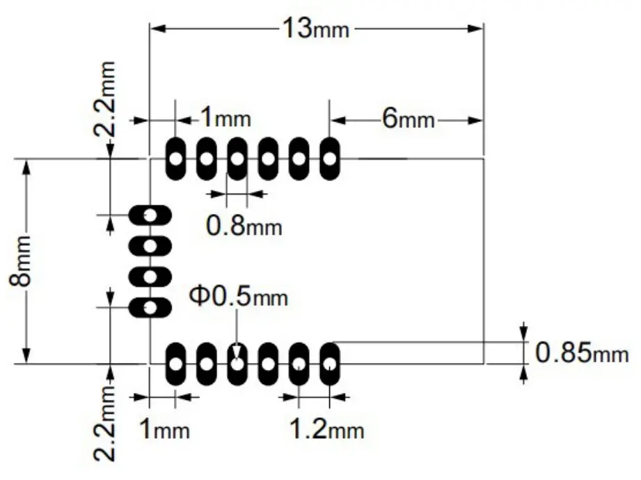 Ehong EH-MC25 Bluetooth Low Energy 5.2 And 2.4G Wireless MCU IoT Module - Land Pattern