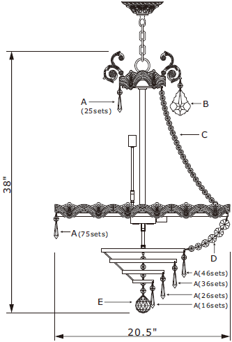 CRYSTORAMA 1487-HB-CL-MWP Eight Light Chandelier 01