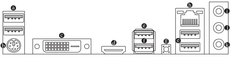 GIGABYTE A520M H Motherboard - Back Panel Connectors