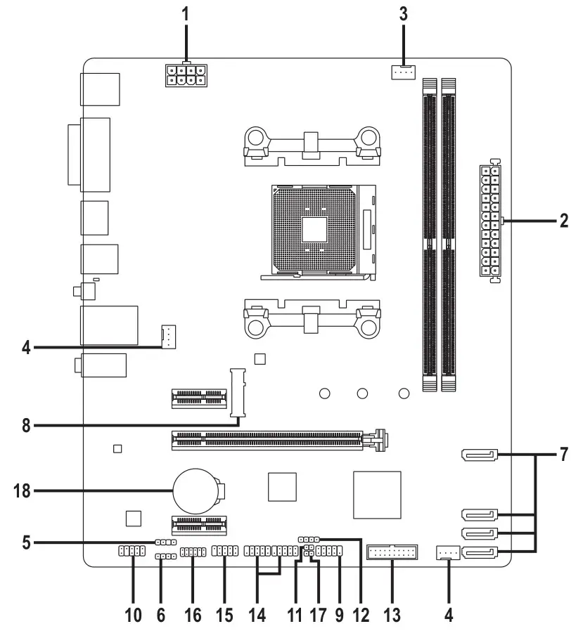 GIGABYTE A520M H Motherboard - Internal Connectors