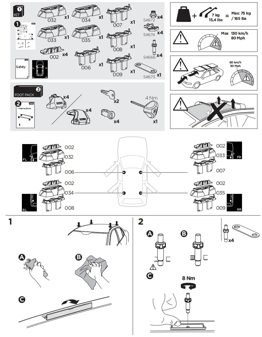 THULE 187038 Car Roof Rack Fitting Kit