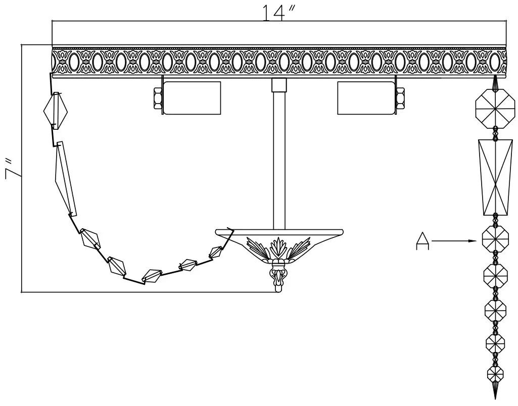 CRYSTORAMA 714 CH CL SAQ Three Light Ceiling Mount - fig