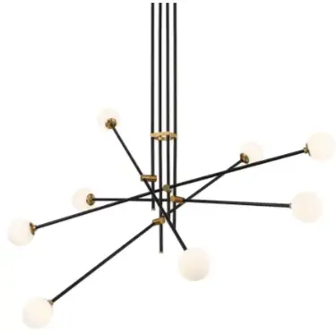 GEORGE KOVACS P8152-681 Cosmet 8-Light Black and Aged Brass Chandelier