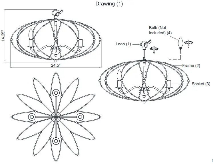 CRYSTORAMA ZUC A9034 EB GA Four Light Chandelier
