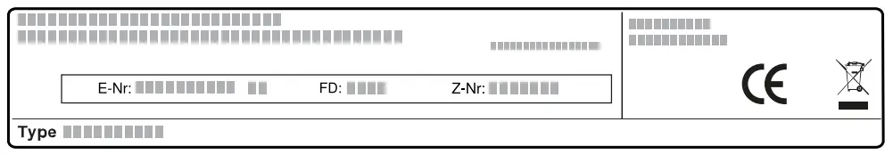Product number (E-Nr.) and production number (FD)