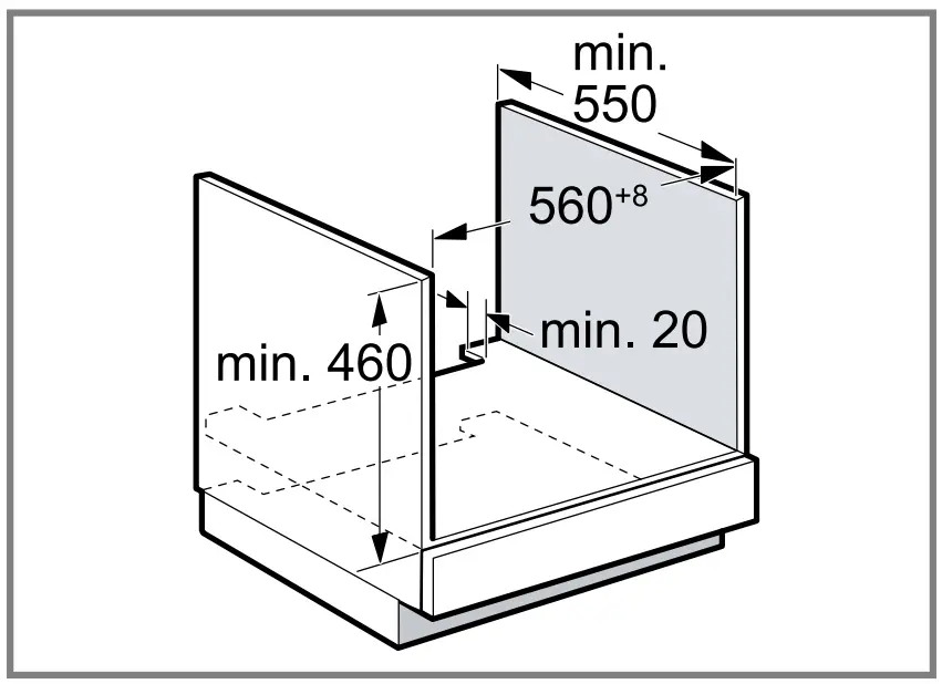 Installation below a worktop