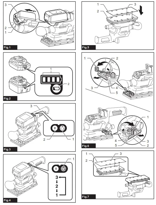 makita DBO382Z Cordless Finishing Sander - FIG