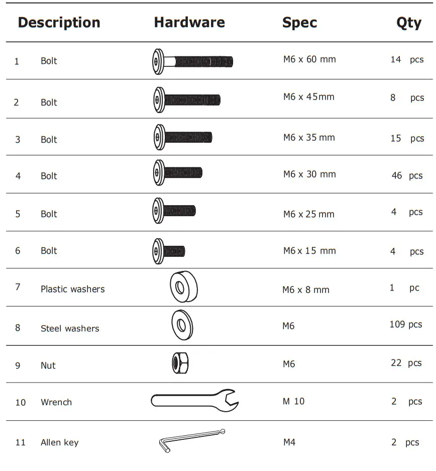 COSTWAY HW68605 8 Piece Rattan Sofa Set - Hardware Lis