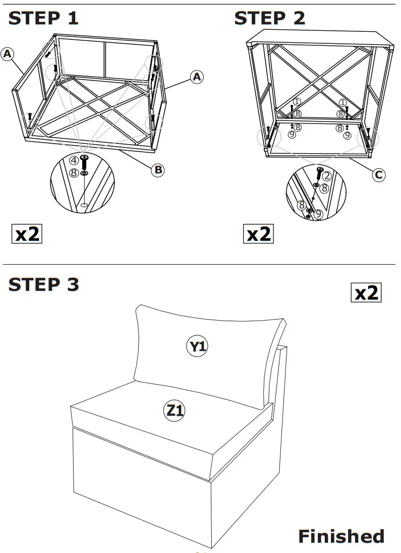 COSTWAY HW68605 8 Piece Rattan Sofa Set - STEP 1