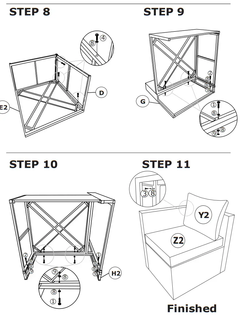COSTWAY HW68605 8 Piece Rattan Sofa Set - STEP 3