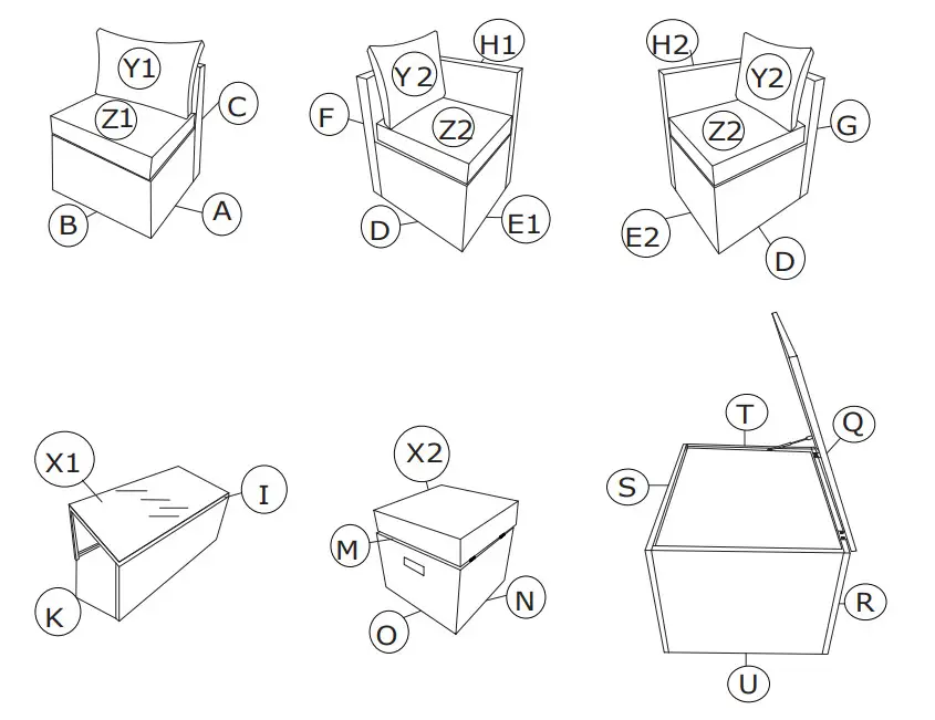 COSTWAY HW68605 8 Piece Rattan Sofa Set - parts