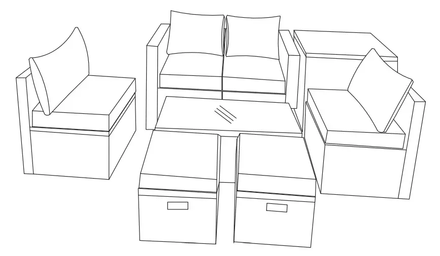 COSTWAY HW68605 8 Piece Rattan Sofa Set