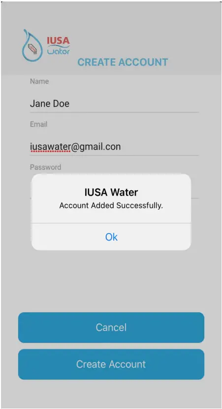 IUSA Water Stellum-MAPP-FLU Smart Self-Management System - Account Created