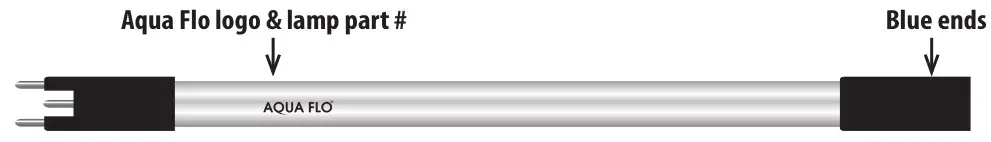 AQUA FLO AQUV-8R1 Ultraviolet Disinfection System - Aqua Flo logo & lamp part & Blue ends