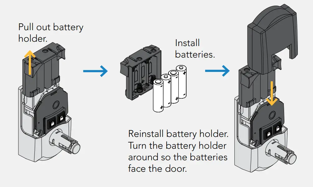 SCHLAGE Encode Smart WiFi Lever - Install batteries