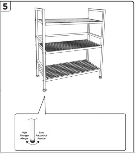 Humble Crew UT76658 Grey 3 Tier Metal Storage Shelving Rack - Assembly 2