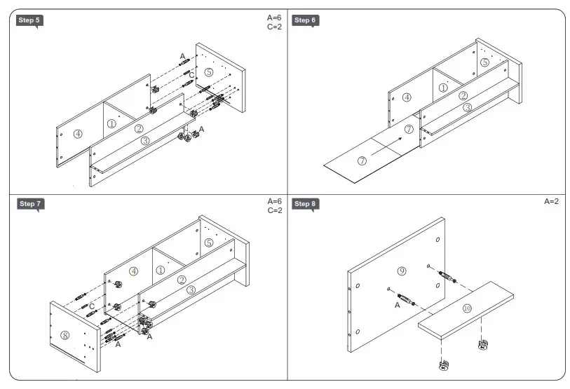 ModernLuxe L-WF300852AAK Contemporary Rectangle Design TV Stand - Fig2