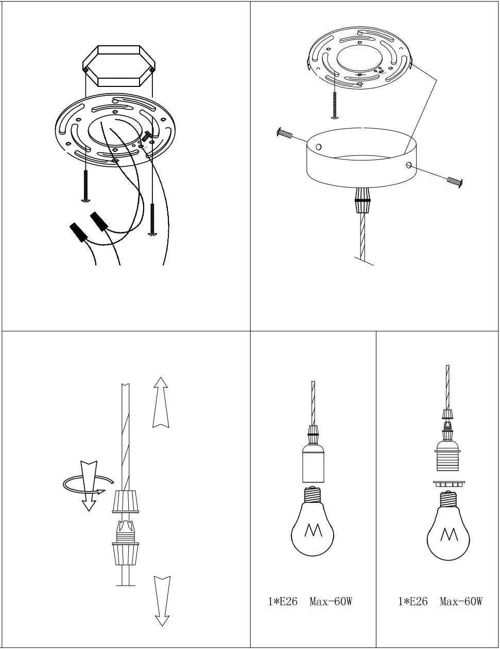 ELE Light and Decor GL0021D65 Bell Pendant Light - Mounting