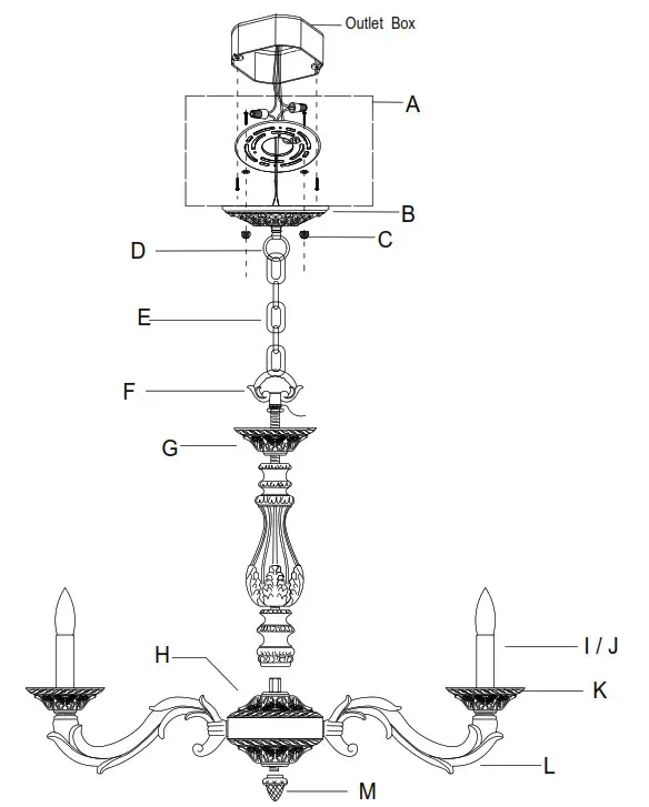 CRYSTORAMA 5026-VB-CL-MWP Six Light Chandelier Paris Market - Outlet Box
