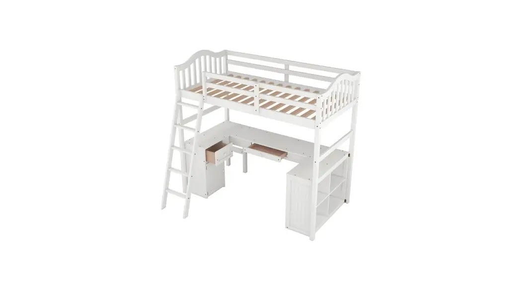 Modernluxe Wf295318 Twin Size Loft Bed With Built-in Desk With Two Drawers Instruction Manual
