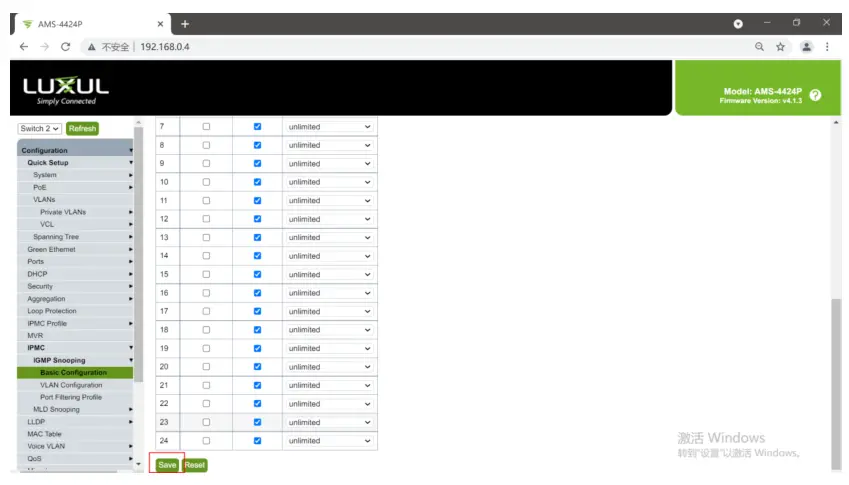 VigilLink AMS-4424P LUXUL PoEplus GbE Managed Switch - bottom