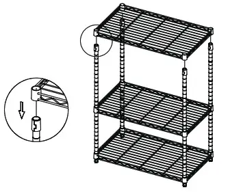 CAPHAUS RWW-CH24143BK Black 3-Tier Adjustable Height Wire Welded Steel Garage Storage Shelving Unit - FIG 6