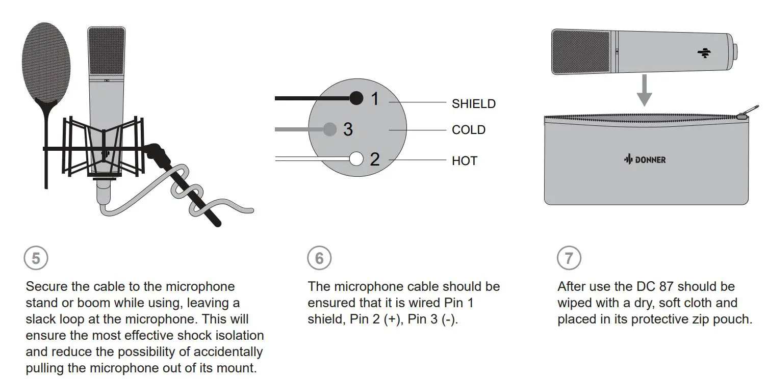 DONNER DC 87 Large Diaphragm Condenser Microphone User Manual - USING THE DC 20