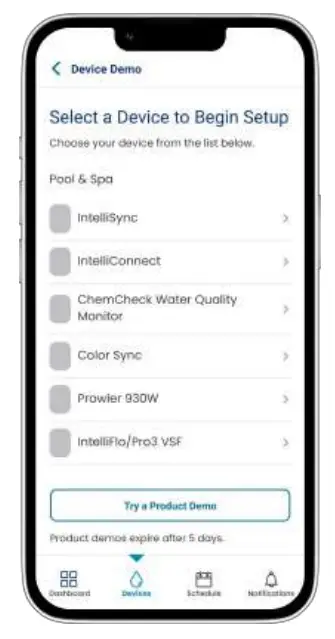 On The Pentair Home App
