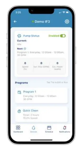 On The Pentair Home App