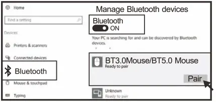 Shenzhen Dwason Technology Co Ltd KB220 Wireless Backlit Keyboard and Mouse - Bluetooth Connection Mode of the Mouse 8