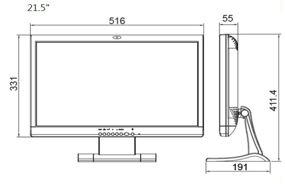 speco technologies M19LED2 LCD Monitor with HDMI - Dimensions 2