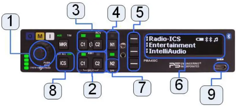 PS-ENGINEERING-PMA450C-Audio-Selector-Panel-Multi-Bluetooth-Connectivity-Marker-Beacon-Receiver -01