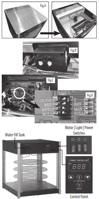 winco EDM 1K Wide Countertop Heated Display Merchandiser - power.1